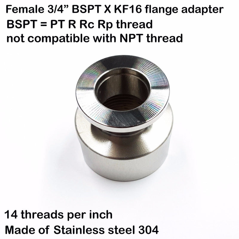 3/4" Female BSP R series KF16 flange stainless steel vacuum adapter