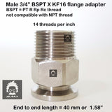 3/4"  Male BSP  tapered R series X KF16 flange stainless steel vacuum adapter