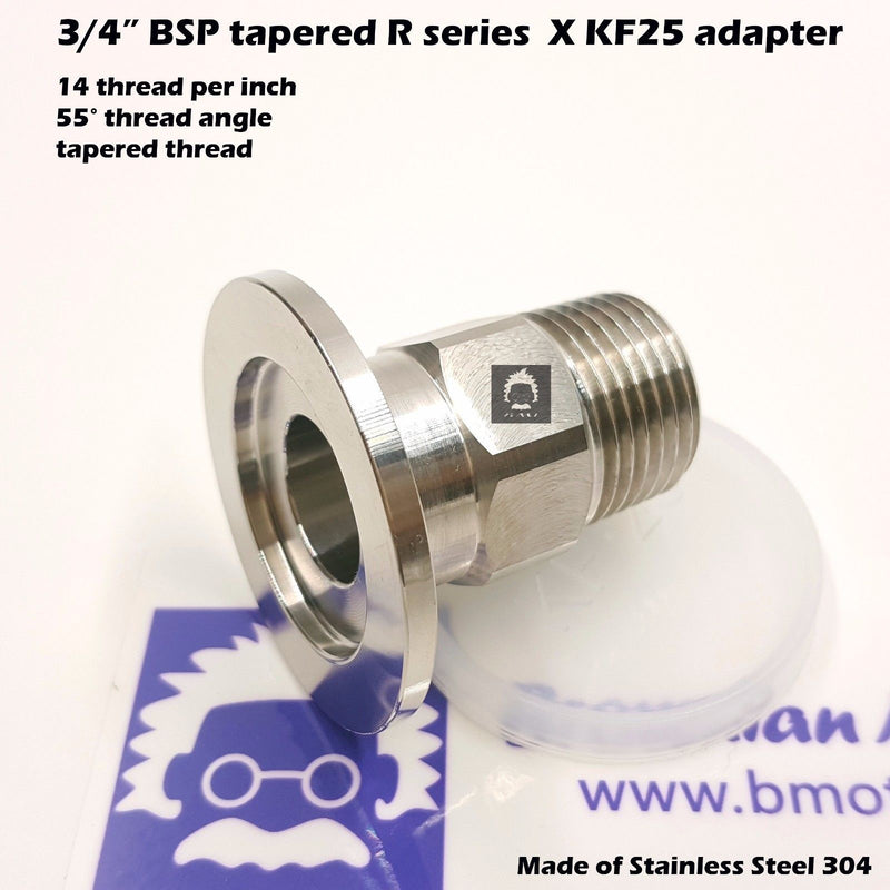 3/4" Male BSP tapered R series X KF25 Flange stainless steel vacuum adapter
