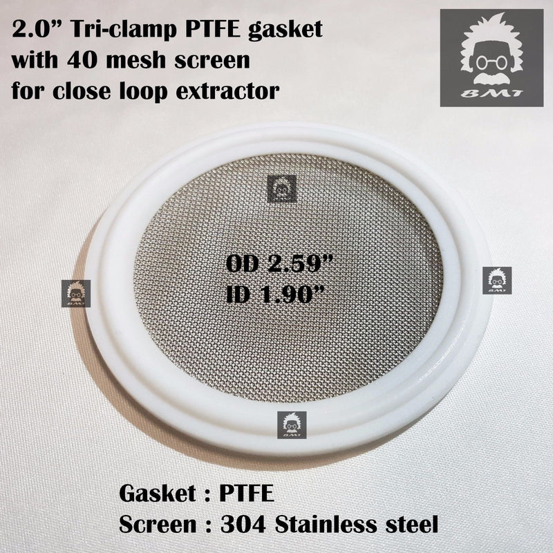 Sanitary 2" Tri-Clamp PTFE  Screen Gasket  w/ 40 mesh for close loop extractor