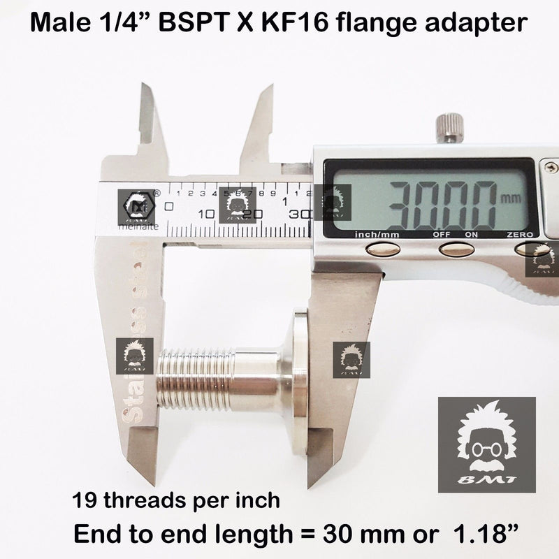 1/4"  Male BSP  tapered R series X KF16 flange stainless steel vacuum adapter