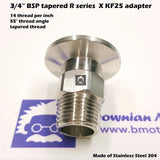 3/4" Male BSP tapered R series X KF25 Flange stainless steel vacuum adapter