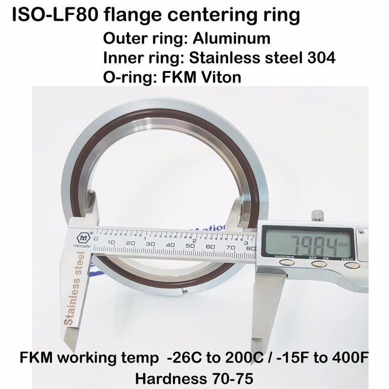 ISO LF 80 flange centering ring Inner SS304 Outer Al O-ring FKM viton