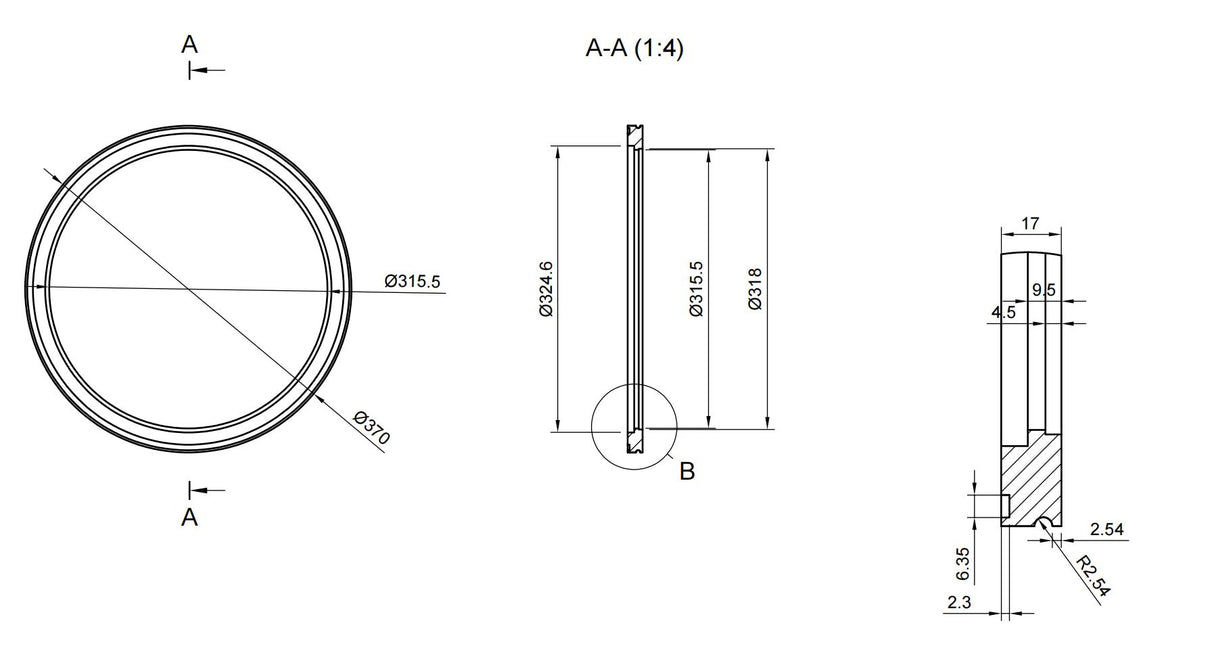 ISO-K 320 weld flange for tube OD 12.75"