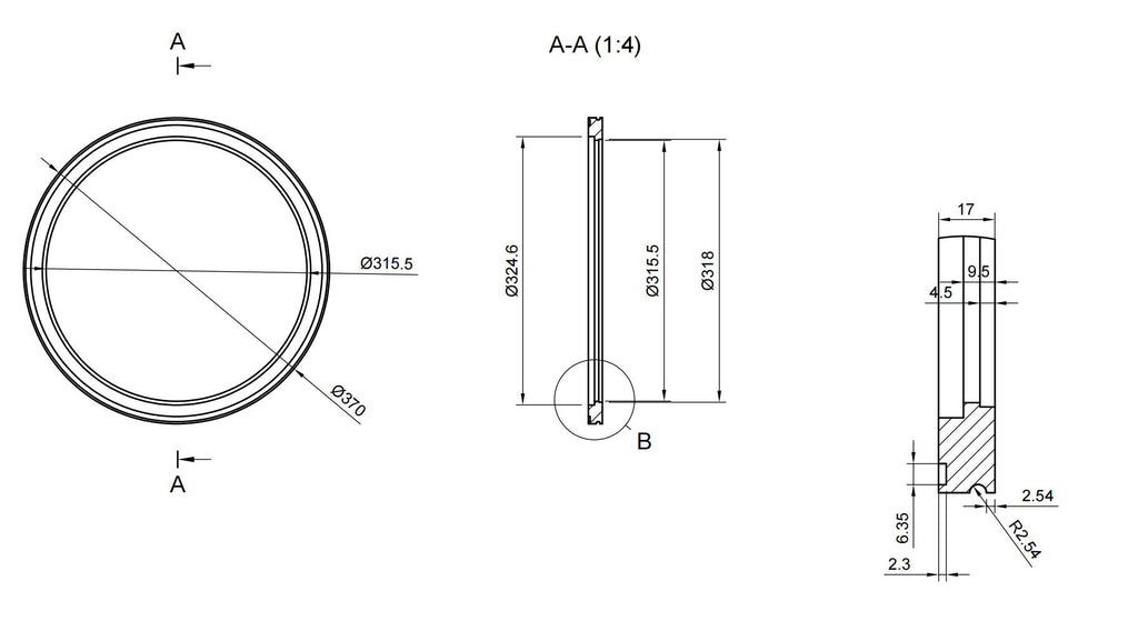 ISO-K 320 weld flange for tube OD 12.75"