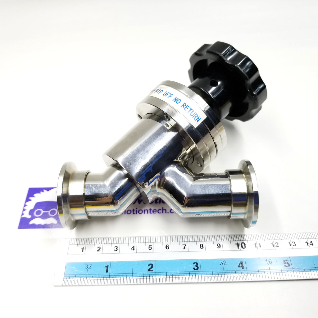 KF16 vacuum Y-shape inline valve, bellow seat, Manual