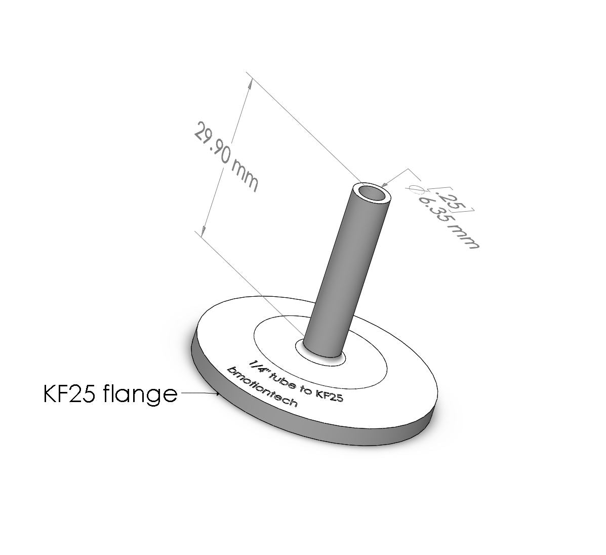 1/4" OD Gas Tube x KF25 flange