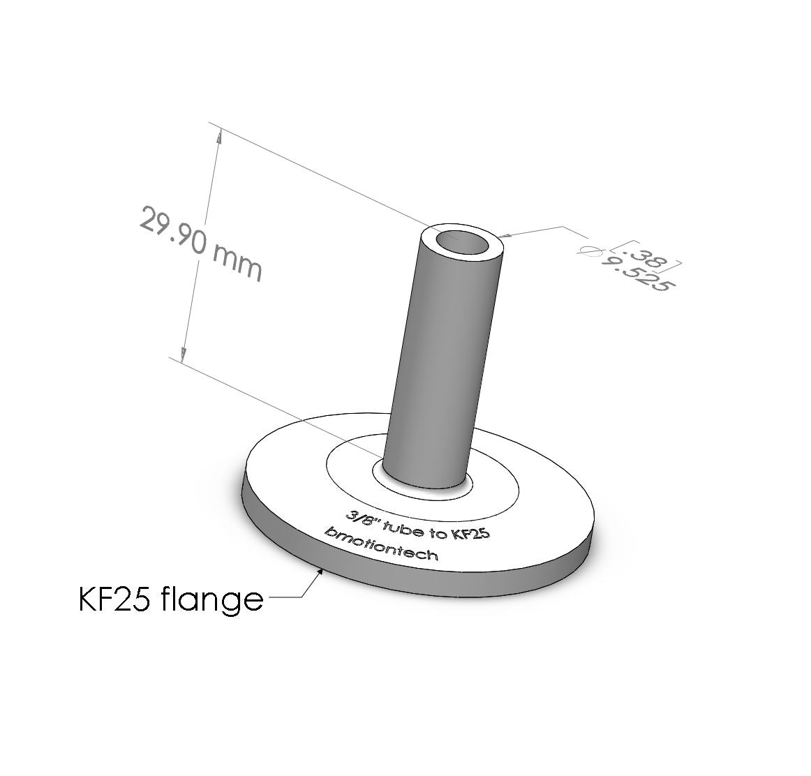 3/8" OD Gas Tube x KF25 flange